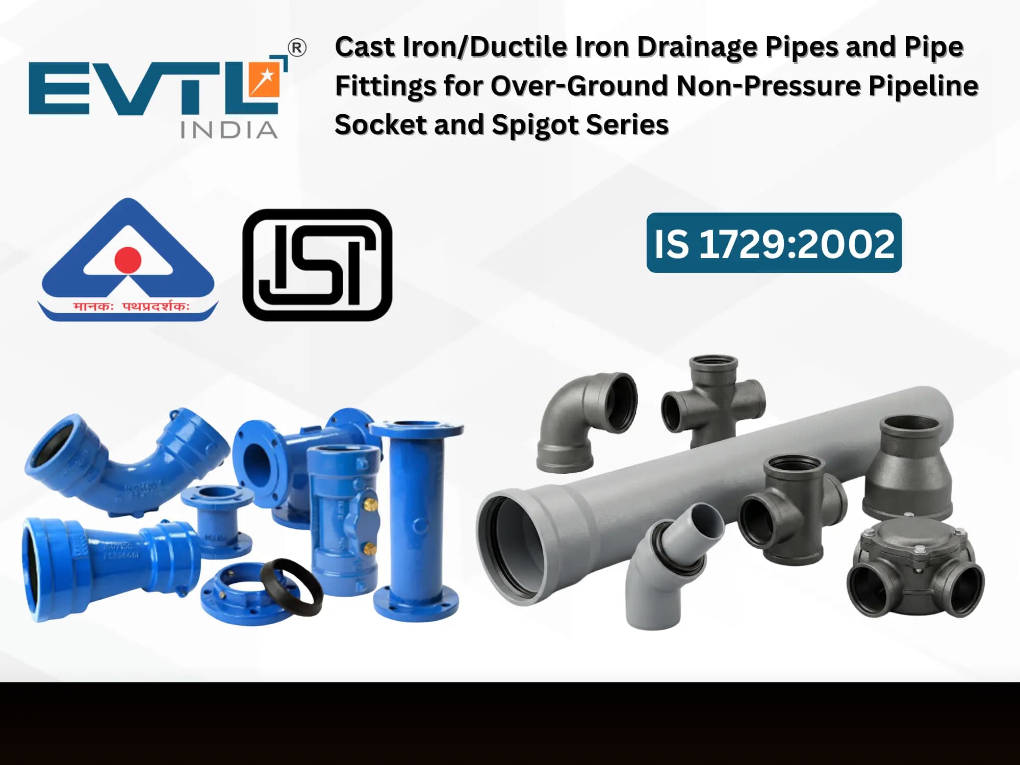 BIS QCO For Cast Iron/Ductile Iron Drainage Pipes and Pipe Fittings for Over-Ground  Non-Pressure Pipeline Socket and Spigot Series IS 1729:2002