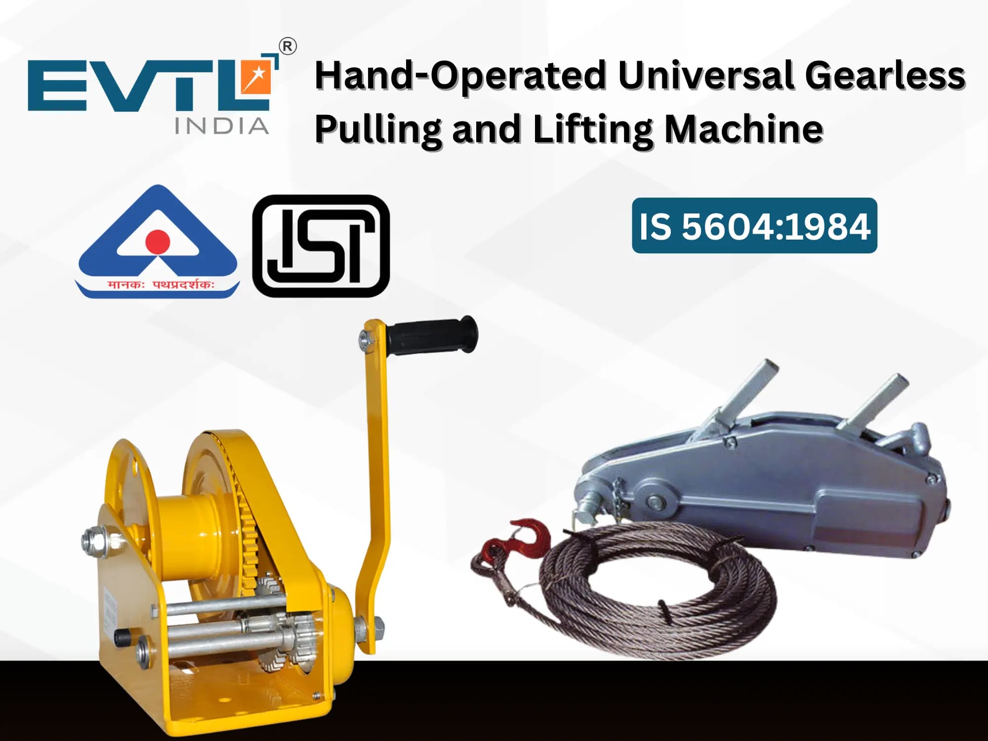 BIS QCO For Hand-Operated Universal Gearless Pulling and Lifting Machine IS 5604:1984