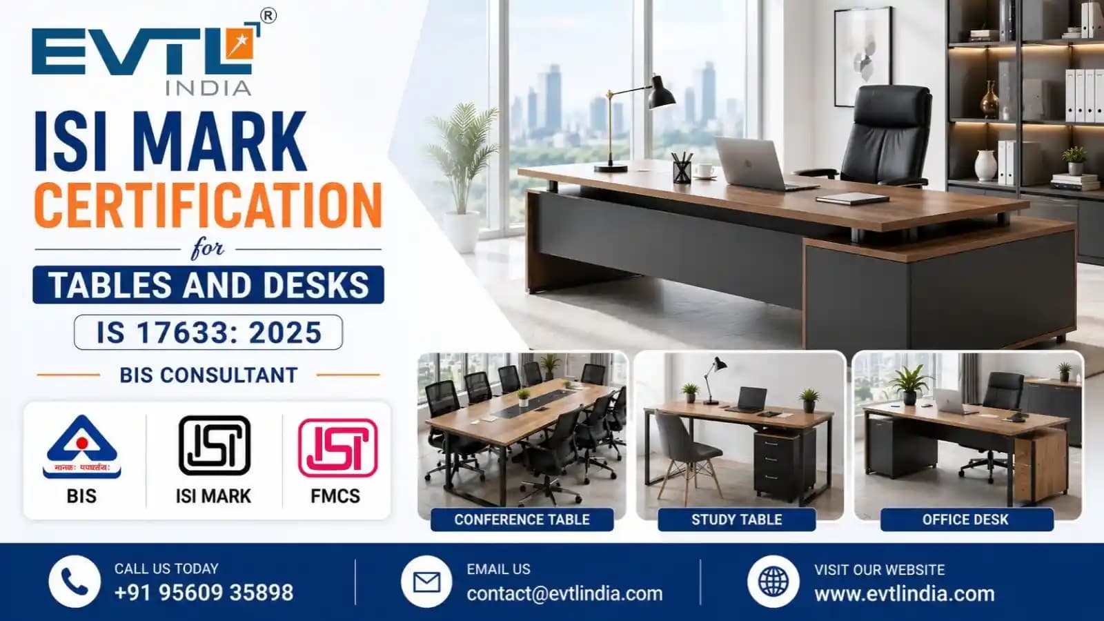 ISI Mark Certification for Tables and Desks IS 17633: 2025 | BIS Consultant